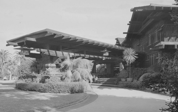 Blacker House Porte Cochiere B&W